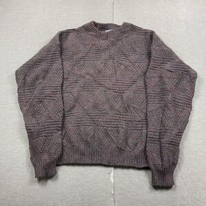 Vintage Pendleton Sweater Mens Large Purple Wool Geometric Knit Pullover USA